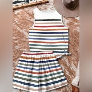Striped Tank Top and Shorts Set